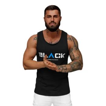 Vīriešu melns krekls bez piedurknēm Black2