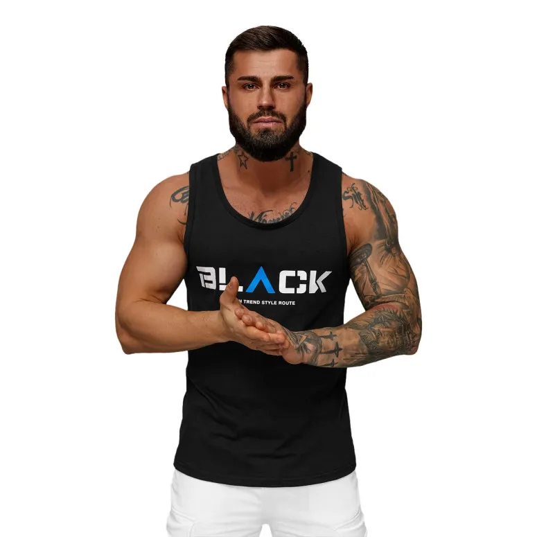 Vīriešu melns krekls bez piedurknēm Black2 JS/8B1707/3Z