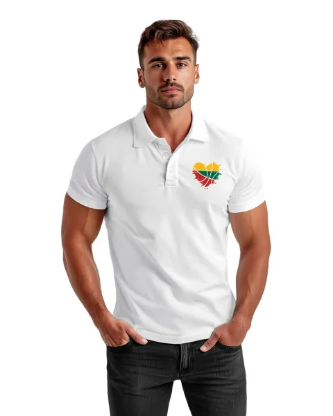 Vīriešu balts polo krekls Heart