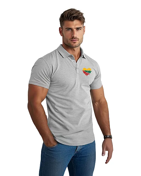 Vīriešu gaiši pelēks polo krekliņš Heart