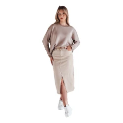 Džinsa brūni svārki ar šķēlumu Midiway