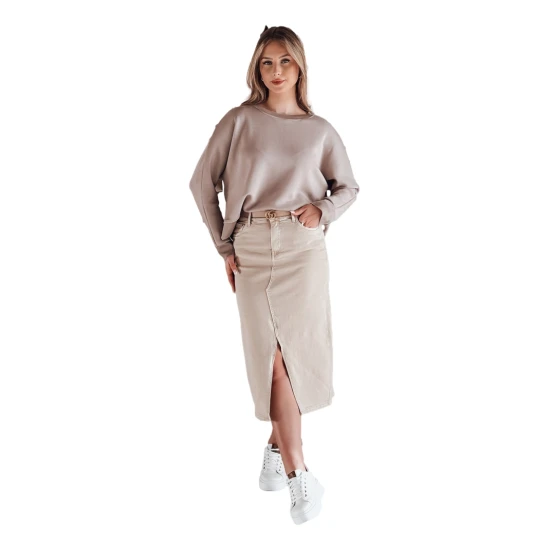 Džinsa brūni svārki ar šķēlumu Midiway CY0479