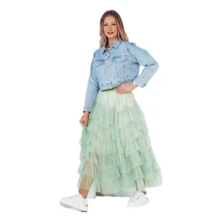 Sieviešu piparmētru krāsas tilla svārki Milani