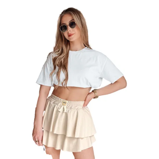 Sieviešu brūni mini svārki Falbela CY0497