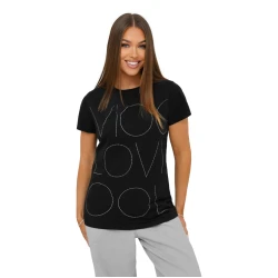 Sieviešu melns T-krekls Fact