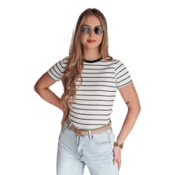 Sieviešu balts svītrains T-krekls Liness