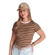 Sieviešu brūns svītrains T-krekls Liness