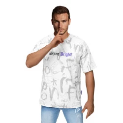 Vīriešu balts brīva piegriezuma krekls Shine Bright