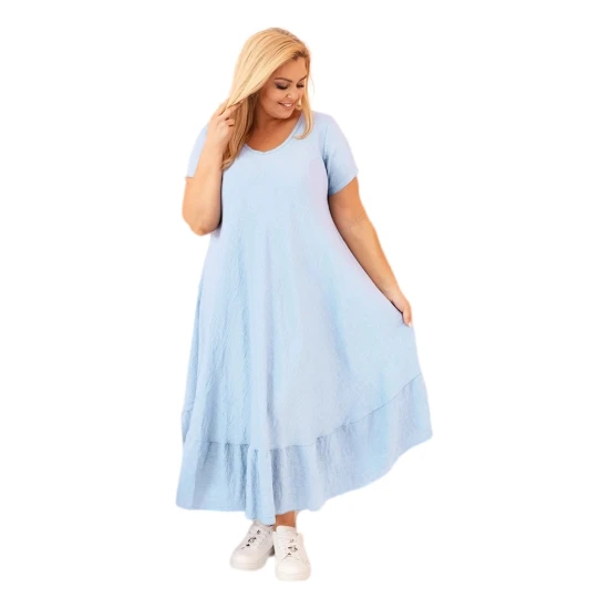 Sieviešu gaiši zila kleita Gala Plus izmēra kleitas