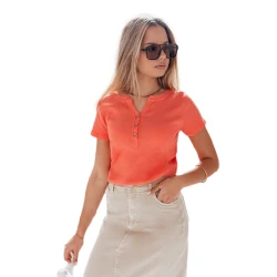 Sieviešu koraļļu krāsas T-krekls Elin