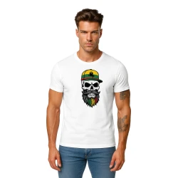 Vīriešu balts krekls Galvaskauss ar cepuri