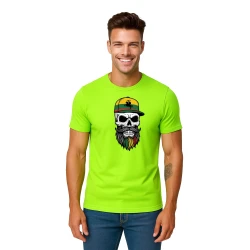 Vīriešu neona zaļš krekls Galvaskauss un cepure