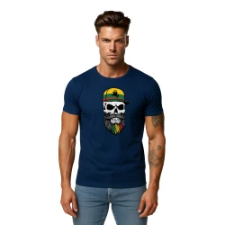 Vīriešu tumši zils krekls Galvaskauss un cepure