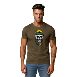 Vīriešu haki krekls Galvaskauss ar cepuri
