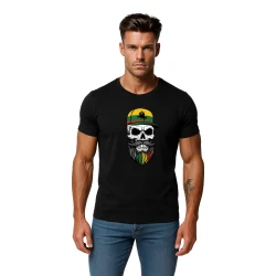 Vīriešu melns krekls Galvaskauss ar cepuri