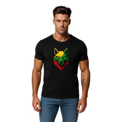 Vīriešu melns T-krekls Wolf