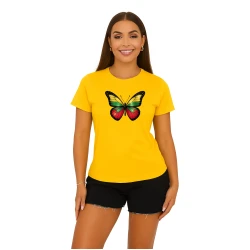 Sieviešu dzeltens T-krekls Butterfly