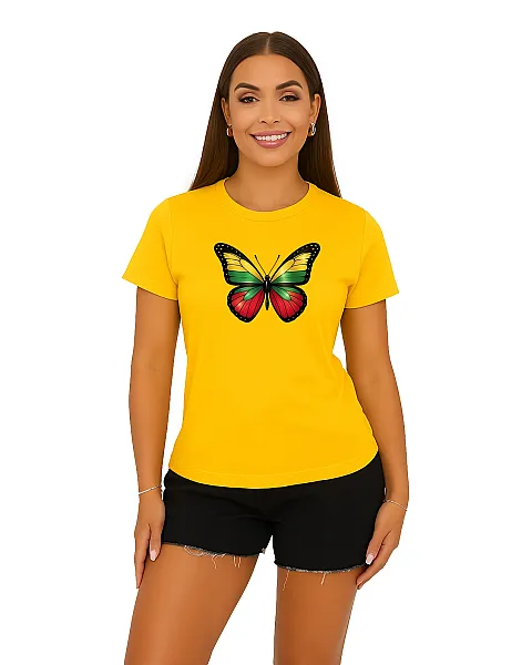 Sieviešu dzeltens T-krekls Butterfly