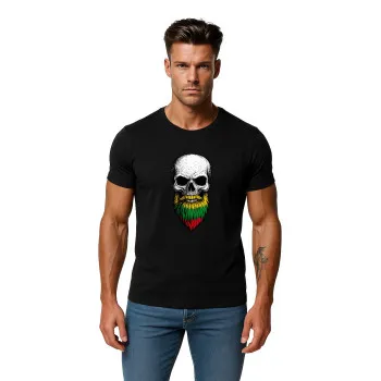 Vīriešu melns T-krekls Skull and Beard