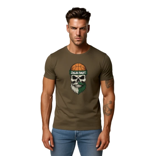 Vīriešu haki krekls Skull and Ball PK4022