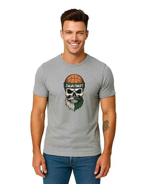 Vīriešu gaiši pelēks krekliņš Skull and Ball