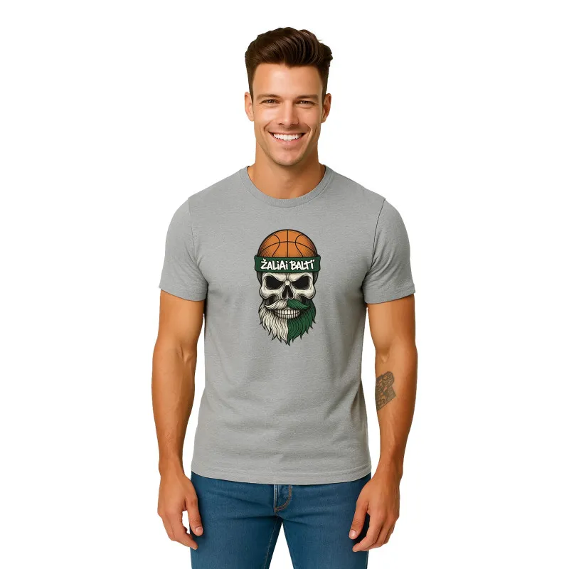 Vīriešu gaiši pelēks krekliņš Skull and Ball PK4022