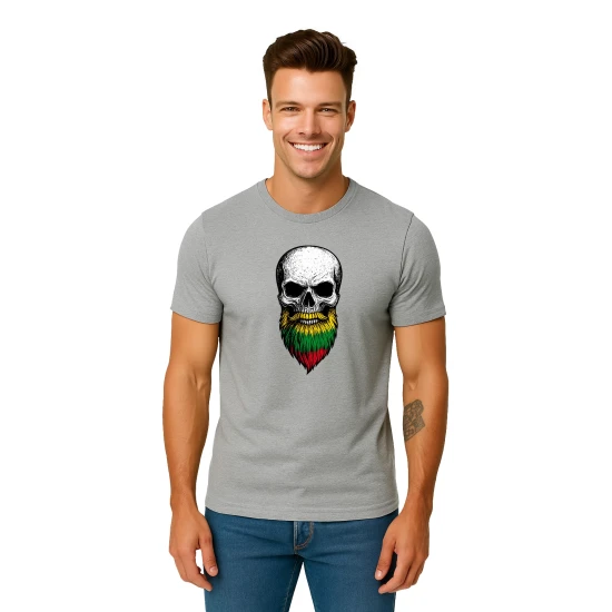 Vīriešu gaiši pelēks krekls Skull and Beard PK4015