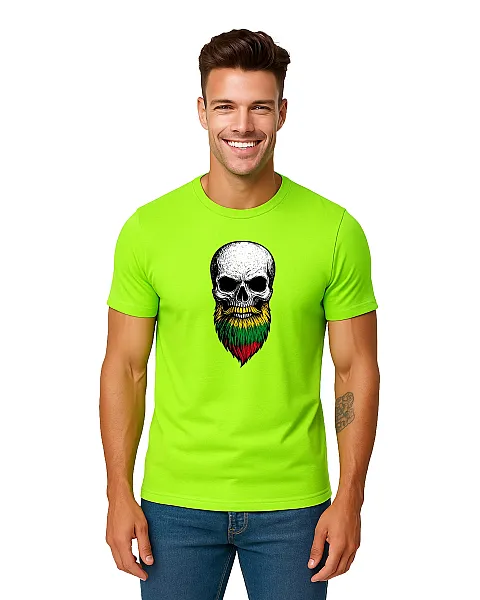 Vīriešu neona zaļš krekliņš Skull and Beard