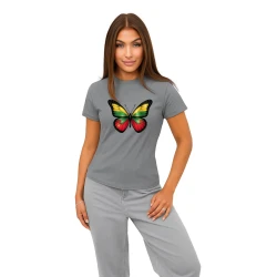 Sieviešu pelēks T-krekls Butterfly