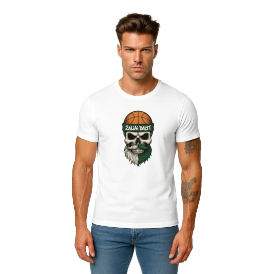 Vīriešu balts krekls Skull and Ball PK4022