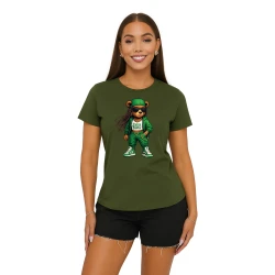 Sieviešu haki krāsas T-krekls Bear