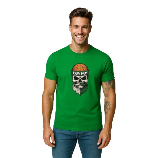 Vīriešu zaļš krekliņš Skull and Ball PK4022