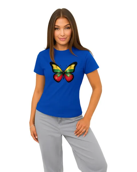 Sieviešu zils T-krekls Butterfly