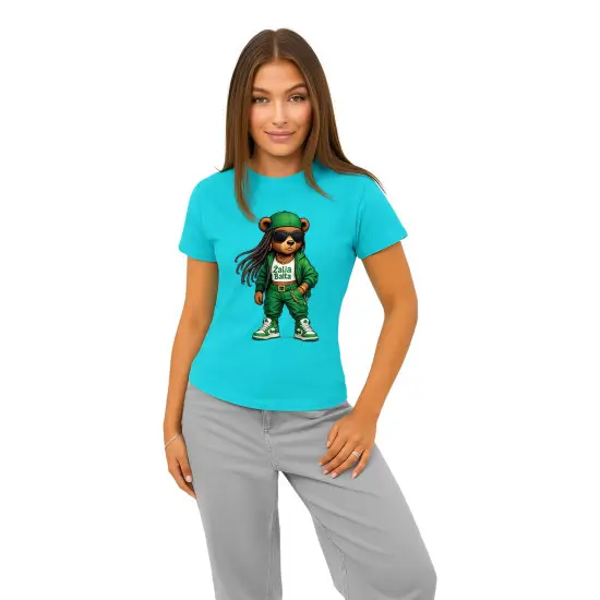 Sieviešu gaiši zils T-krekls Bear PK4023