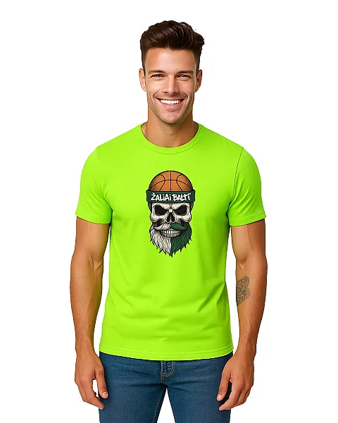 Vīriešu neona zaļš krekliņš Skull and Ball