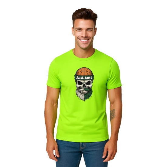 Vīriešu neona zaļš krekliņš Skull and Ball PK4022