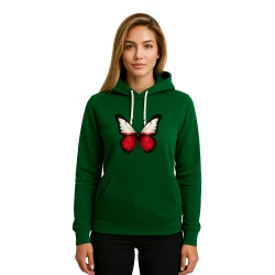 Sieviešu zaļš džemperis ar kapuci Polija tauriņš