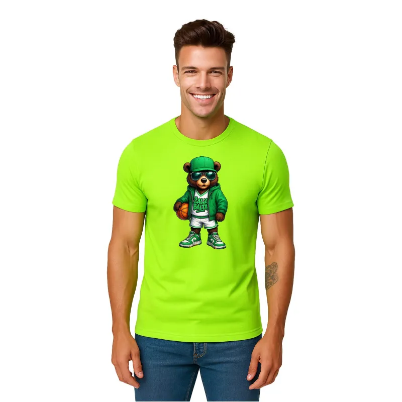 Vīriešu neona zaļš Bear Ball sporta krekls PK4019