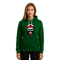 Sieviešu zaļš džemperis Polija galvaskausa cepure