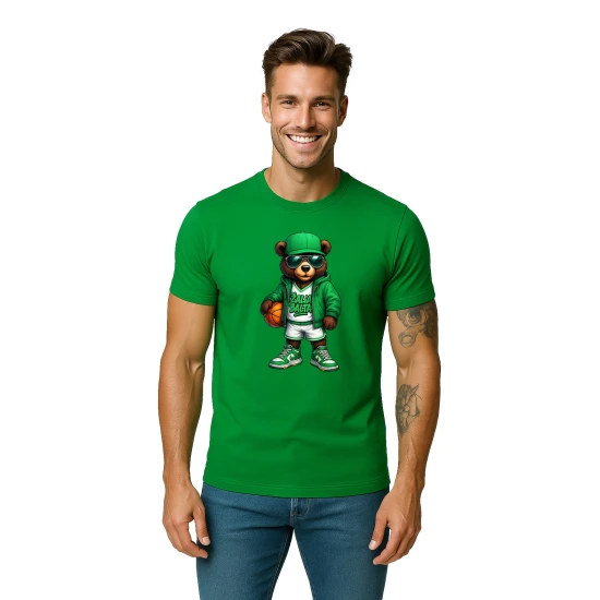 Vīriešu zaļš lāča krekls ar bumbas džemperi PK4019