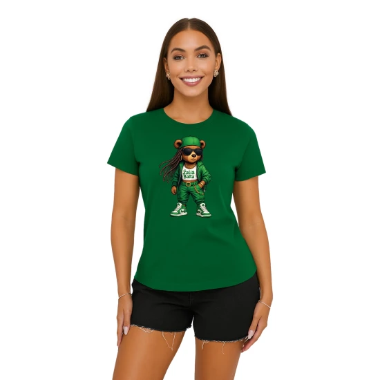 Sieviešu tumši zaļš T-krekls Bear PK4023