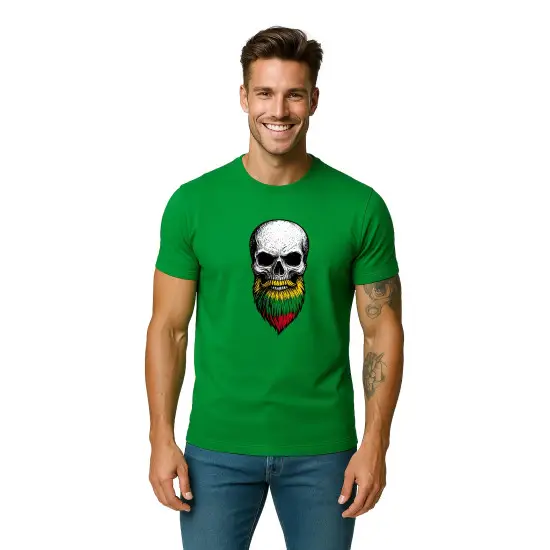 Vīriešu zaļš krekliņš Skull and Beard PK4015