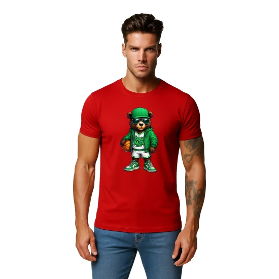 Vīriešu sarkanais lāča krekls ar bumbas džemperi PK4019