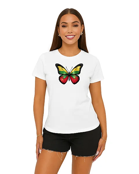 Sieviešu balts T-krekls Butterfly