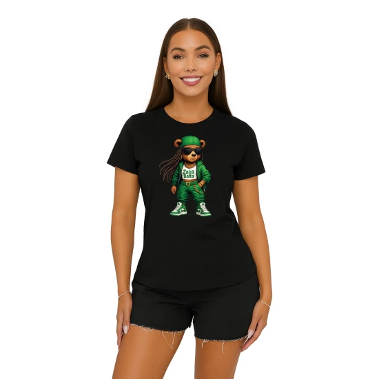 Sieviešu melns T-krekls Bear PK4023