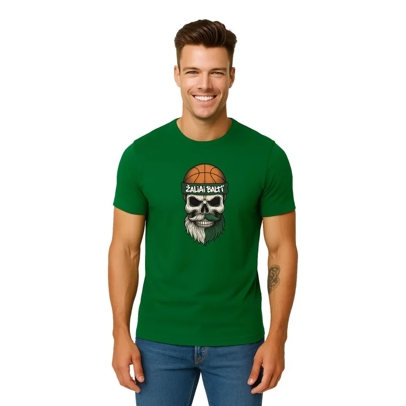 Vīriešu tumši zaļš krekliņš Skull and Ball PK4022