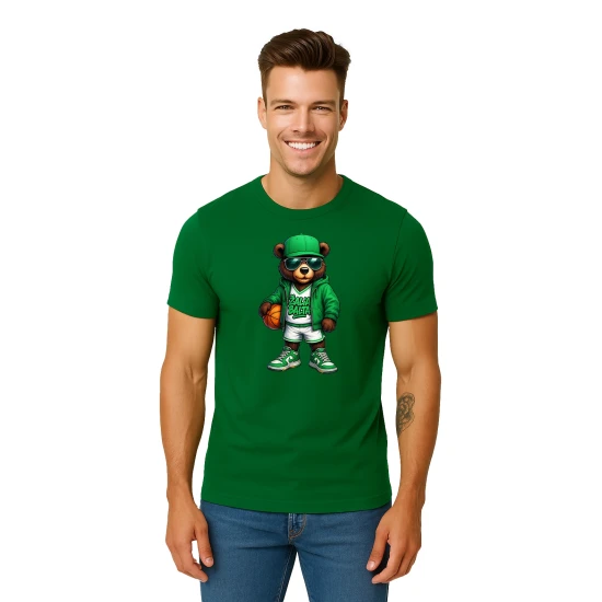 Vīriešu tumši zaļš lāča krekls ar bumbas džemperi PK4019