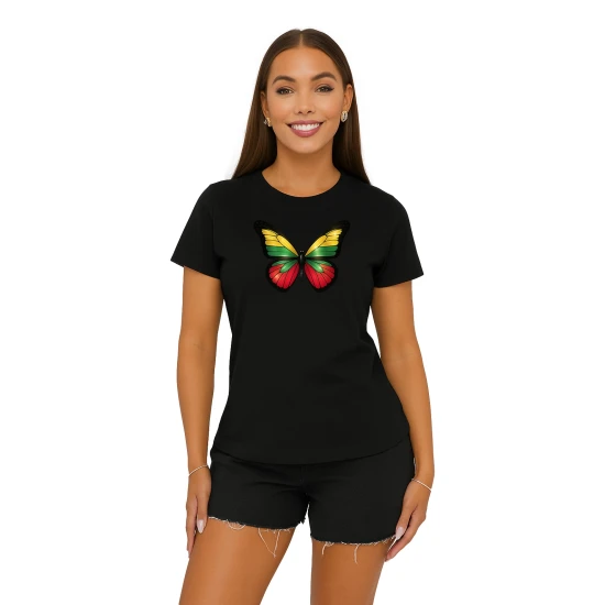 Sieviešu melns T-krekls Butterfly PK4025