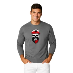 Vīriešu pelēks džemperis Polija galvaskausa cepure