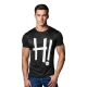 Vīriešu melns T-krekls Hi T-krekls ar saukļiem